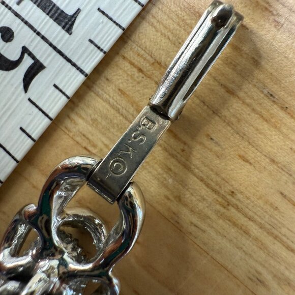 Vintage BSK Bracelet & Clip-On Earrings Set With Faux Pearls & Rhinestones - Picture 7 of 15